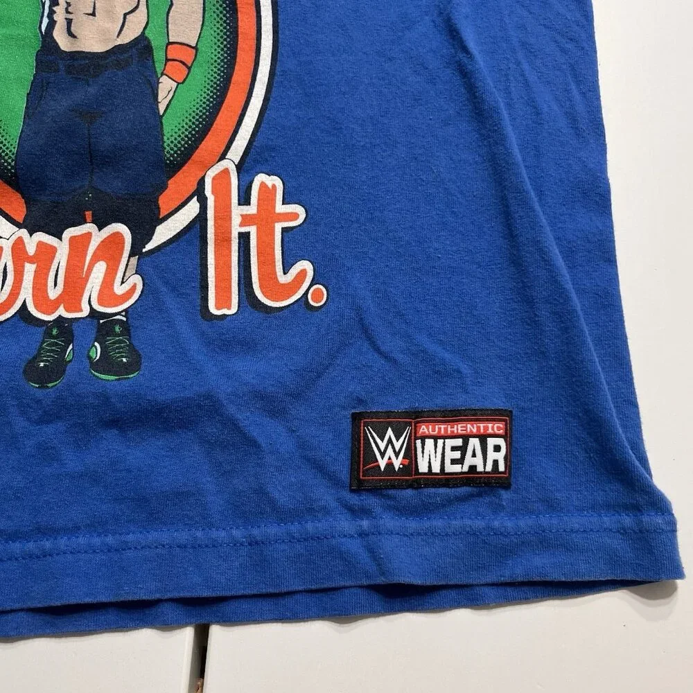 John Cena WWE Blue T Shirt Youth Medium Logo - Picture 2 of 8
